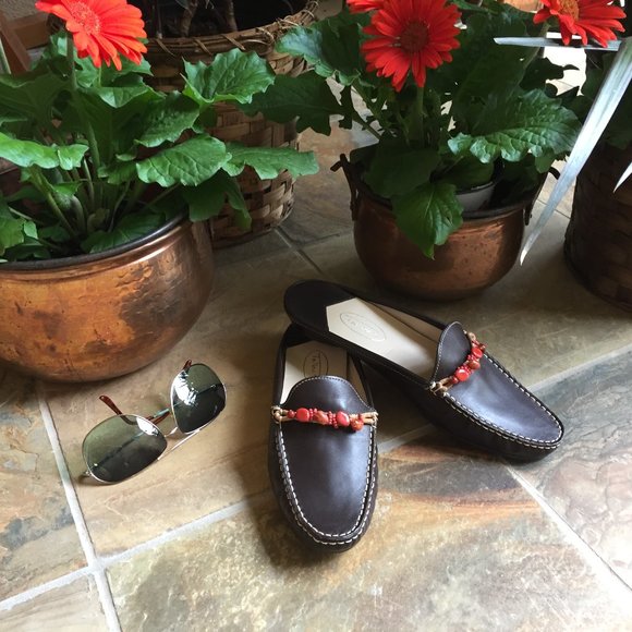 Talbot's Brown Leather Beaded Mule/Slide (NEW) - Picture 3 of 11